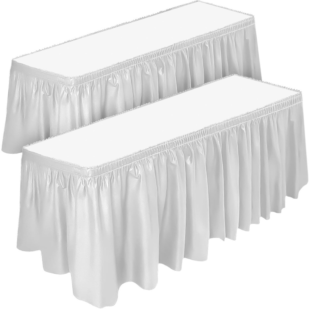 2 Pack Table Skirts, 29 in x 14 ft Each, Multi Pack -BPA Free- Plastic Tables…