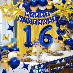 16Th Birthday Decorations for Boys, Navy Blue Gold Happy 16 Birthday Party