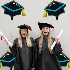 4 Pieces 22 Inches Black Graduation Cap Balloons, Large Academic Cap Shaped M…