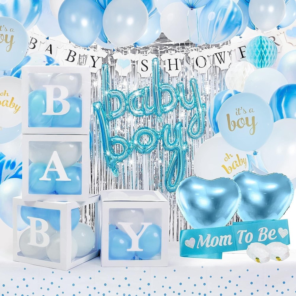 Baby Shower Decorations for Boy – Jumbo Blue Party Decor Set All-in-One Bundle
