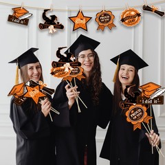 24 PCS Orange Black Graduation Table Sticks Class of 2026 Centerpiece