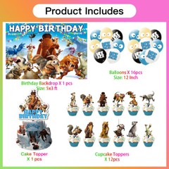 Ice Age Birthday Decoration Party Supplies Balloons Cake Toppers Backdrop