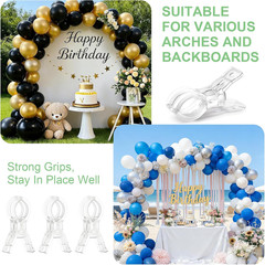 10 PCS Balloon Arch Clips, Plastic Transparent Backdrop Spring Clamps 3.5 Inch C