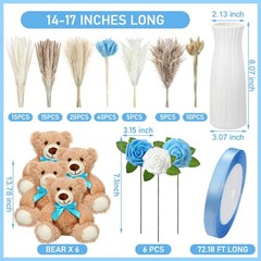 4 Sets 125 Pcs Bear Baby Shower Table Centerpiece with Bear Animals Blue Drie…