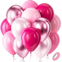 Pink Balloons Set,60pcs 12 inch Metallic Pearl Pink, Hot & Pastel Pink Latex …