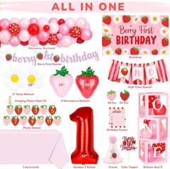 Berry First Birthday Decor Strawberry 1st Birthday Decorations for Girls with…