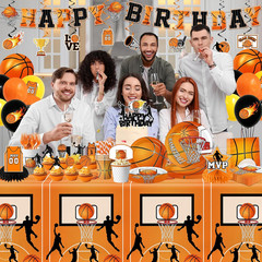 Basketball Party Decorations,206Pcs Basketball Birthday Decorations Include Plat