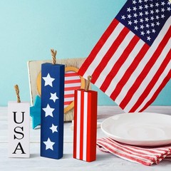Versatile 4th of July Decorations – 3 PC Wooden Centerpieces for Festive Style