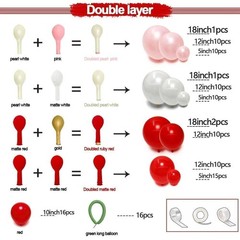 Red Pink Balloon Arch Double Latex Pink White Pearl Balloons Red Green Long B…