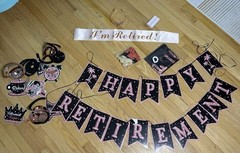 Retirement Party Decorations Kit Rose Gold Black Banner Sash Crown Balloons