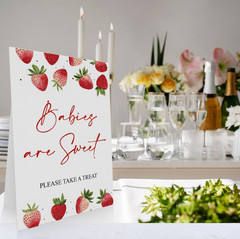 Strawberry Baby Shower Decorations, Babies Are Sweet Sign for Dessert Table (8 X