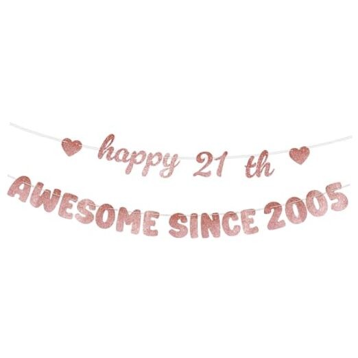 Finally 21 Rose Gold Birthday Decorations for Women – Glittery Happy 21st