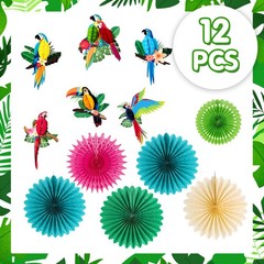 Tropical Parrot Party Decorations, Green Teal Jungle Theme Decorations for Su…