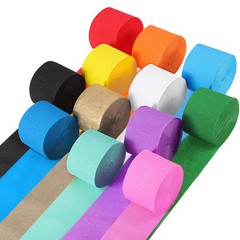 Crepe Paper Streamers 12 Rolls 984ft, 1.77 in x 82 ft, Rainbow Colors