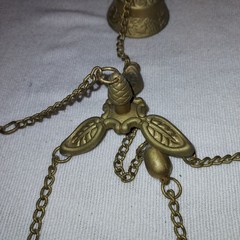Vintage Brass Wind Chime With Ornate Bells & Chain Detailing For Home Décor Or S