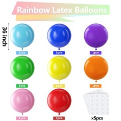 Assorted Rainbow Giant Balloons 36 Inch 8 Pack Jumbo Multicolor Large Round …