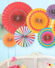 8pcs Fiesta Taco Bout It Multi Color Theme Round Hanging Rosette Paper Fans