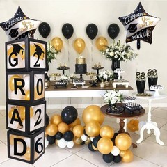 Elegant Black Balloon Boxes – Graduation Decorations for Class of 2026 Parties