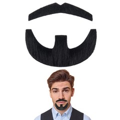 Fake Black Goatee Beard and Mustache Set Self Adhesive Stick-On Facial Hair f…