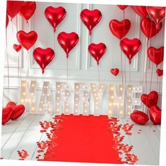 Proposal Decorations Kit 39.4 Inch Marry Me Light up Letters, 30 Feet Red