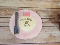 Heather Goldminc Blue Sky Happy 16 Birthday Ceramic Cake & Cat Tea Light Holder