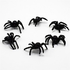 5Pcs Flexible Plastic Simulation Spiders Black Joke Prank Toy Halloween Gifts;Q6
