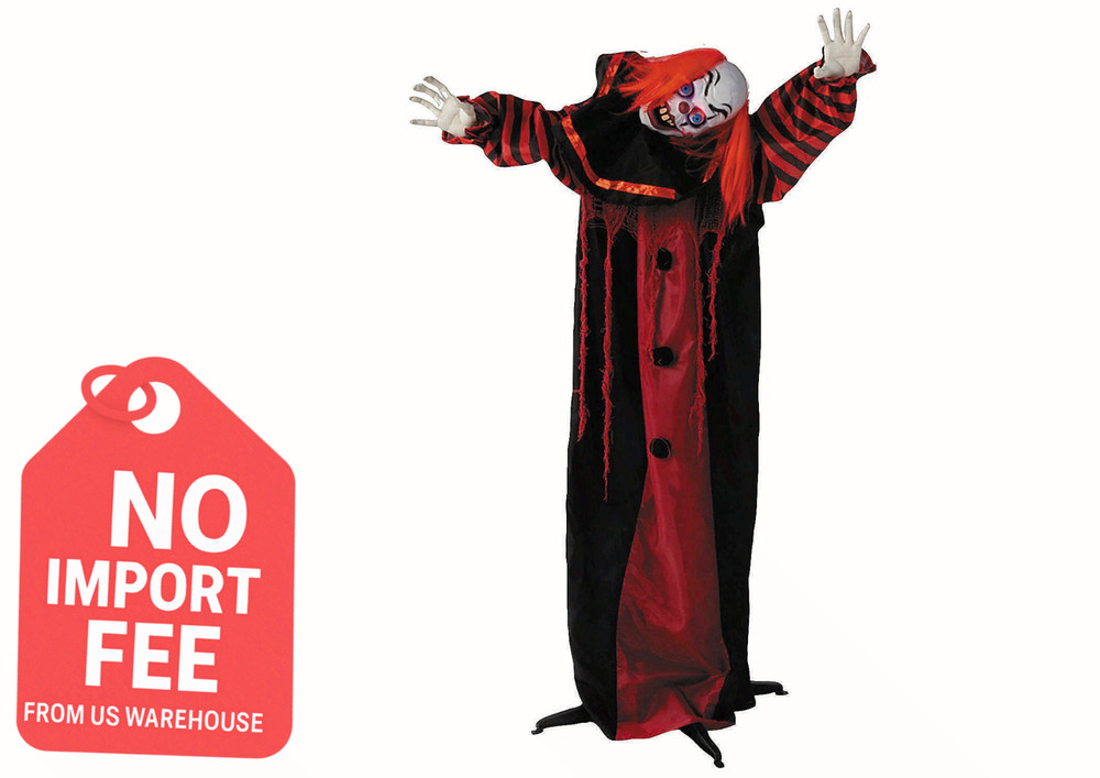 5 Ft. Animated Standing Black & Red Clown Halloween Decoration – ATC