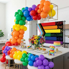 Pride Decorations 71 Pcs Kit Everyone Is Welcome Here Backdrop Banner Rainbow Ba