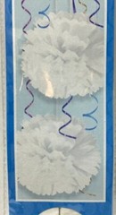 208 x NEW 12″ White & Red Tissue Paper Pom Pom Hanging Decorations