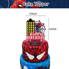 Spiderman Theme Birthday Party Decorate Supplies，Balloon Banner Cake Toppers Set