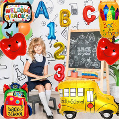 12Pcs Back to School Balloons School Bus Balloon Welcome Back to School Decorati