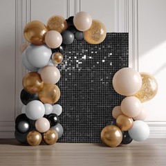 24 Pcs Black Shimmer Wall Backdrop Panels Square Sequin Party Decoration 4×6 Ft
