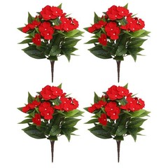 Artificial Impatiens Flowers 4 Pcs Set for Seasonal Home and Garden Decoration