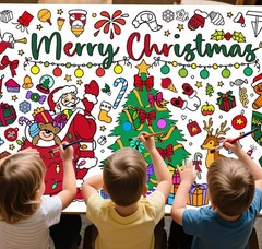75″x30″ Christmas Giant Coloring Tablecloth for Kids,DIY Art Supplies for Party