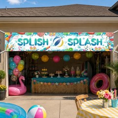 Splish Splash Pool Party Decorations Banner, 118 x 20 Inch Summer Pool Party …