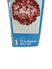 NEW 3 Hanging Tissue Decoration Pom Poms 2x 12” Aqua Blue 2pks 1x 17″ White/Red