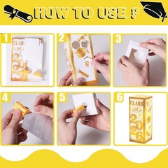 6 PCS Light Up Graduation Centerpiece Lantern Boxes Class of 2026 Gold