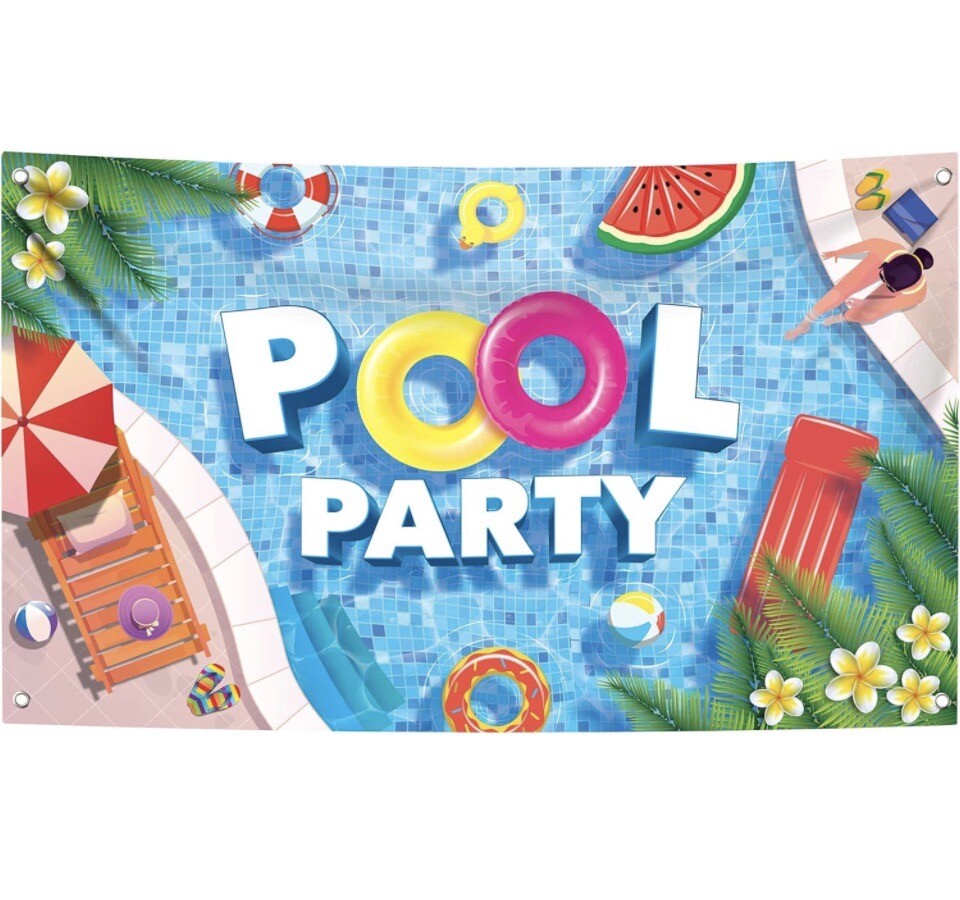 New Pool Party Backdrop Swimming Photo Background Banner Prop Decor 72”x44”