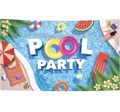 New Pool Party Backdrop Swimming Photo Background Banner Prop Decor 72”x44”
