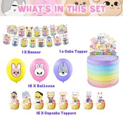 Stray Kids Theme Birthday Party Supplies Set Include Banner Balloons Cake Topper