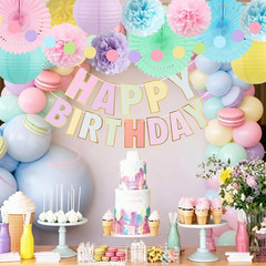 Pastel Birthday Decorations for Women or Girls – Pastel Happy Birthday Banner, H