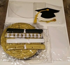 Graduation Paper Decor Set Black Gold And White