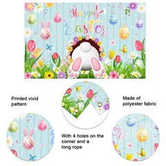 Happy Easter Banner Backdrop Blue Wooden Doors Easter Bunny Photo Backdrop Backg
