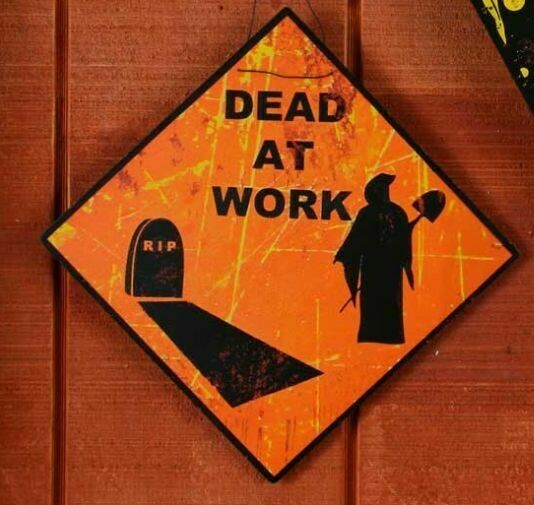 Halloween Metal Wall Sign Dead At Work Home Decor Garden Horror Decoration New