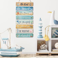 JarThenaAMCS Ocean Wall Decor Inspirational Summer Beach Wooden Hanging Sign …