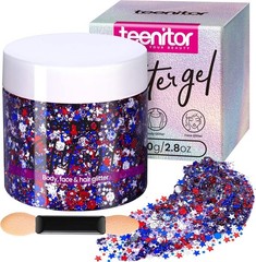 Mesmerizing 80g Red White and Blue Face Glitter Gel for Independence Day Fun