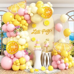 162pcs Lemon Balloon Arch Garland Kit Pastel Yellow Pink Summer Party Decoration