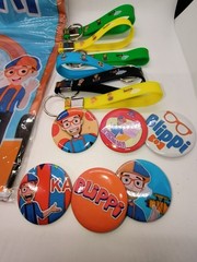 13 pcs Blippi Party Decorations, Table Cover Cloth, Favors, Key Chains, Buttons