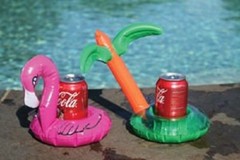 24 Pack Tropical Inflatable Drink Float – 2 Assorted – Flamingo and Palm Tree