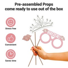 Fully Assembled Bachelorette Photo Booth Props – Set of 32 – Rose Gold, Pink,…